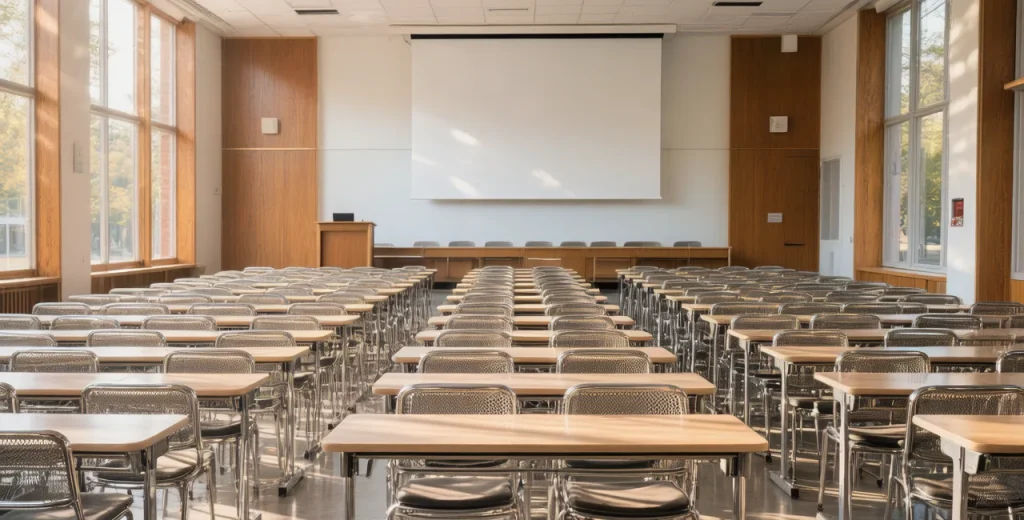 大学课桌椅选购指南：铝合金阶梯教室课桌椅与多媒体教室排椅的专业选择